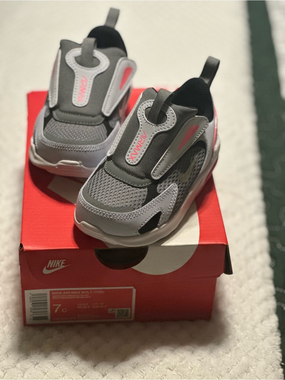 Nike Kids Gray and Pink Easy-On Athletic Sneakers